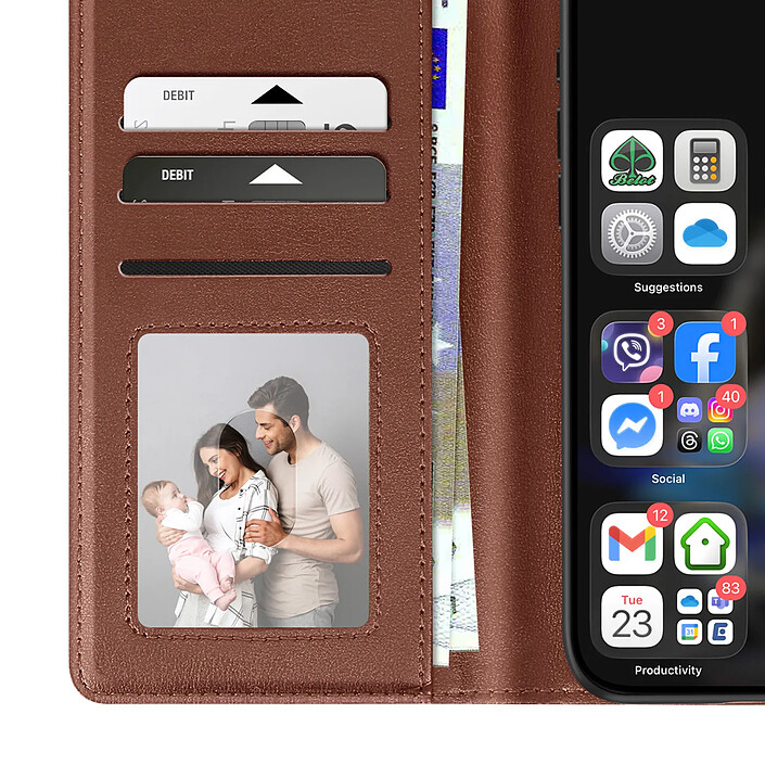 Acheter Avizar Étui Portefeuille pour iPhone 16 Pro en Cuir Premium avec Fonction Stand