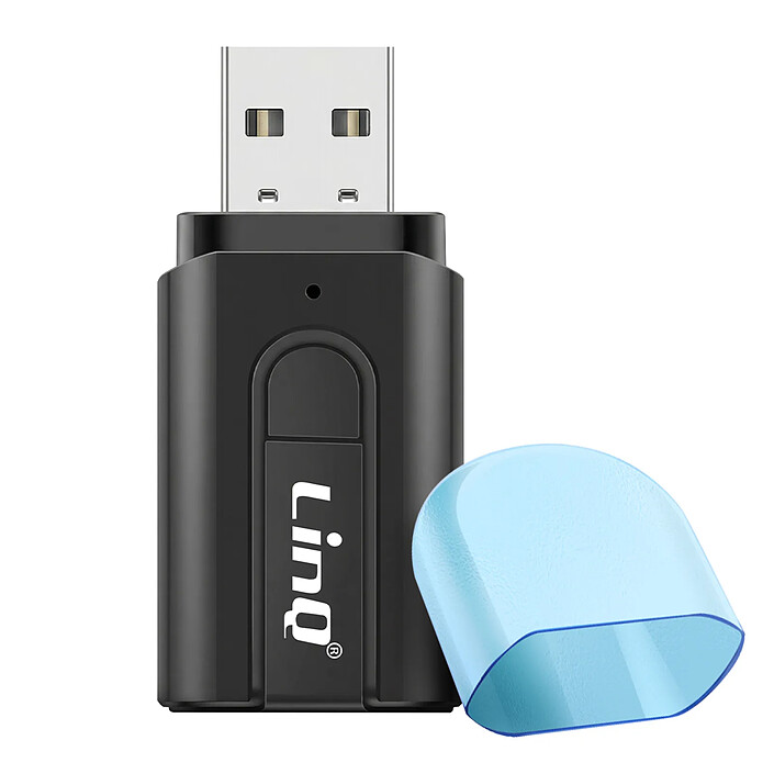 LinQ Adaptateur Audio Bluetooth USB avec Jack 3.5mm et Porte Carte micro-SD Noir pas cher