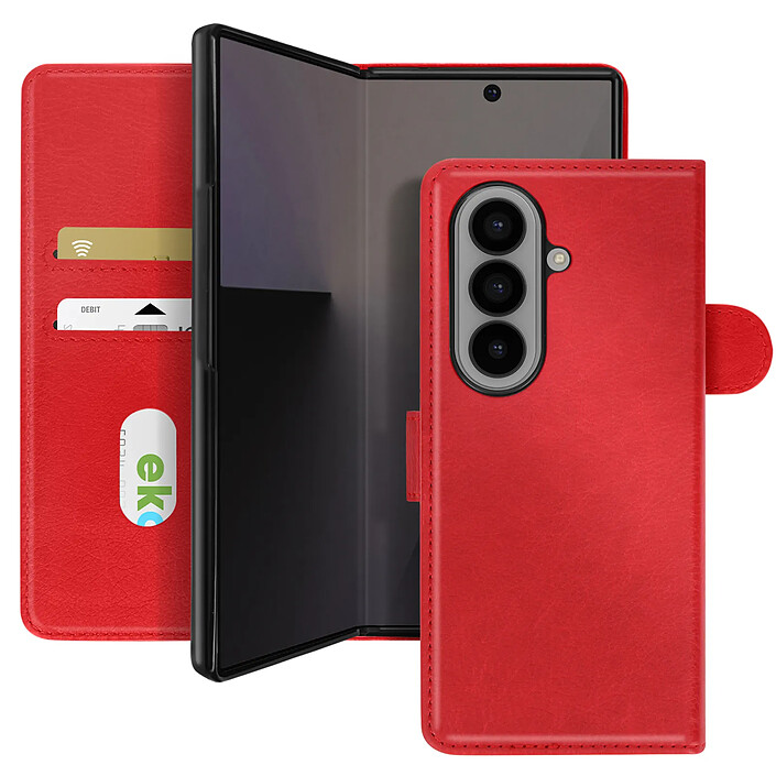 Avizar Étui Chesterfield Porte-Carte pour Z Fold 7 avec Rabat Magnétique Rouge