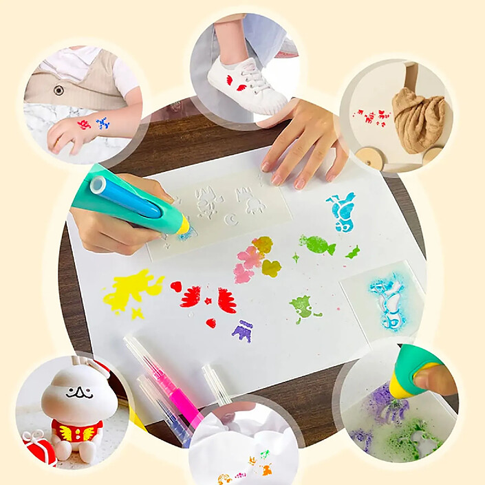 Avis Avizar Stylo Pulvérisateur d'Encre Électrique avec Accessoires Créatifs pour Enfant Orange