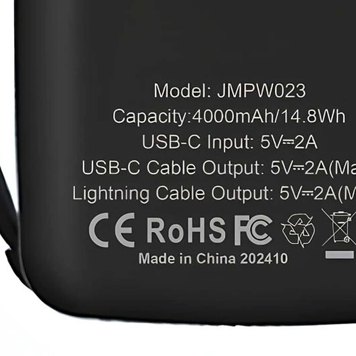 Acheter Jaym PowerBank 4000mAh USB-C / Lightning / Porte Clés / Lampe Torche Personnalisable Noir
