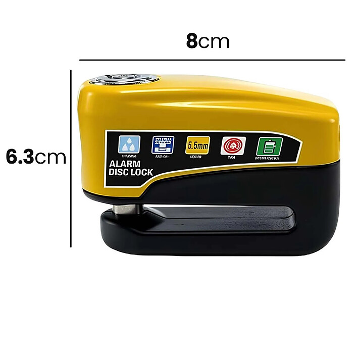 Acheter Antivol Bloque Disque en Aluminium avec Alarme 110 dB pour Vélo Moto Noir / Jaune