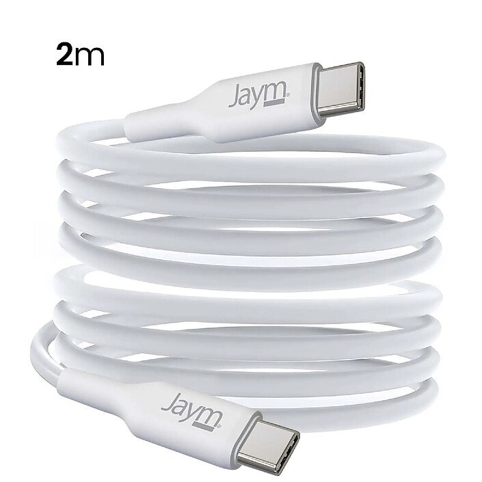 Avis Jaym Chargeur Secteur 2 USB-C GaN 65W PD-PPS avec Câble USB-C vers USB-C 100W 2m Blanc