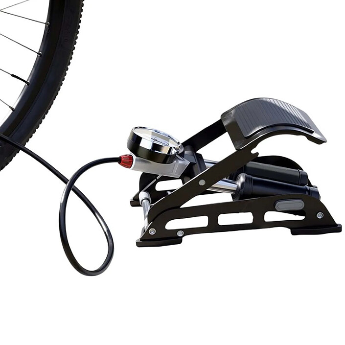 Avizar Pompe à Pied Double Cylindre avec Manomètre Analogique pour Vélo et Voiture Noir