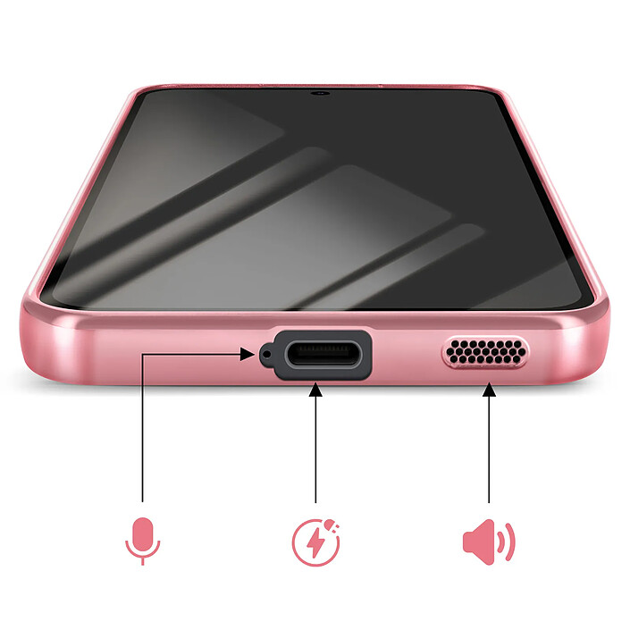 Avizar Coque pour Galaxy S25 FE MagSafe Souple Antichocs avec Contour Chromé Rose pas cher