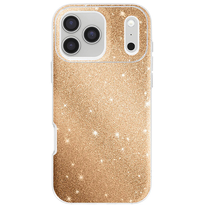 Avizar Coque pour iPhone 17 Pro Max Conception Bi-Matière et Finition Pailletée Dorée