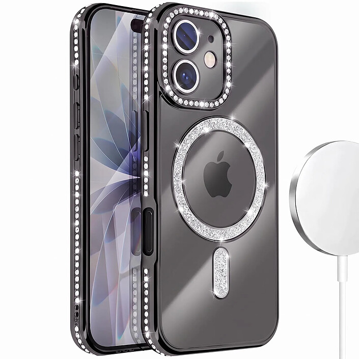 Avizar Coque pour iPhone 17 Compatible MagSafe avec Contour Strassé