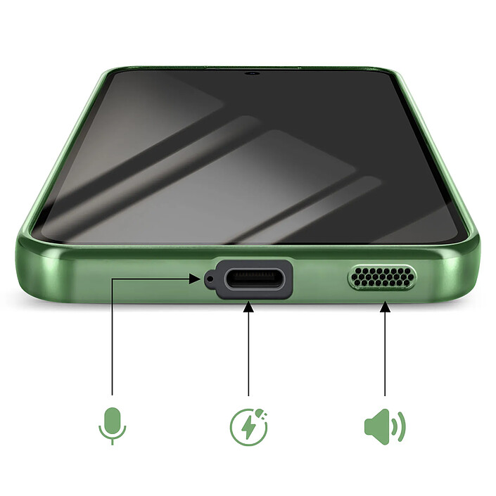 Avizar Coque pour Galaxy S25 FE MagSafe Souple Antichocs avec Contour Chromé Vert pas cher