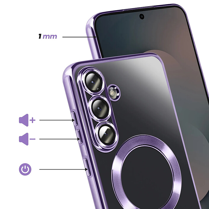 Acheter Avizar Coque pour Galaxy S25 FE MagSafe Souple Antichocs avec Contour Chromé Violet