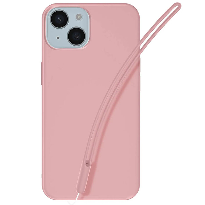 Avis Jaym Coque pour iPhone 15 en Silicone avec Cordon et Sangle Inclus Rose