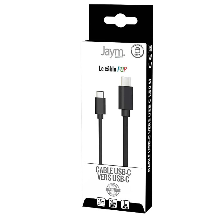 Acheter Jaym Câble USB-C vers USB-C PD 60W 1.5m Charge Rapide Modèle Pop Noir