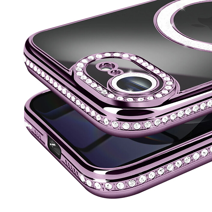 Avis Avizar Coque pour iPhone 16e Compatible MagSafe avec Contour Strassé Violet