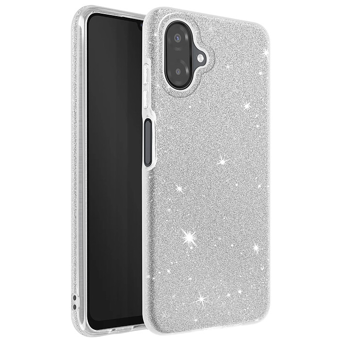 Avizar Coque pour Galaxy A07 Conception Bi-Matière et Finition Pailletée Argent