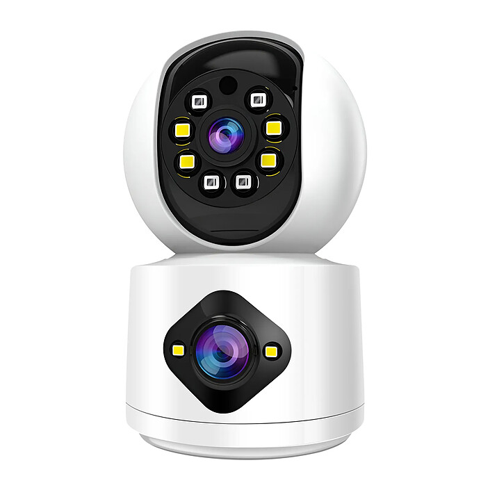 MAXEXCELL Caméra de Surveillance Intérieure Full HD 1080p Motorisée Connectée Wi-Fi Blanc / Noir