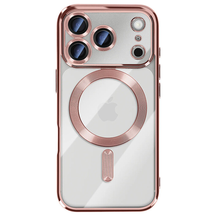 Avizar Coque pour iPhone 17 Pro Compatible MagSafe avec Contour Chromé Rose
