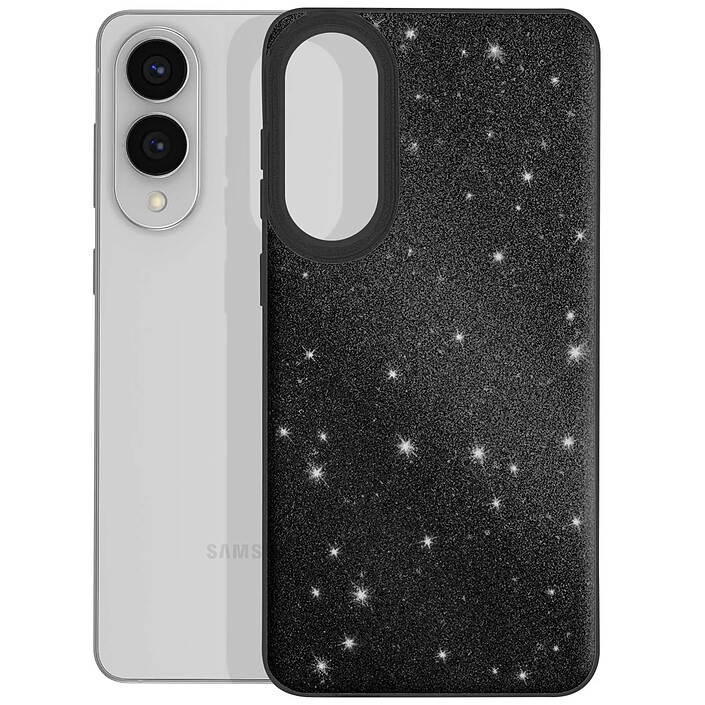 Avizar Coque pour Galaxy S25 Edge Conception Bi-Matière et Finition Pailletée Noir pas cher