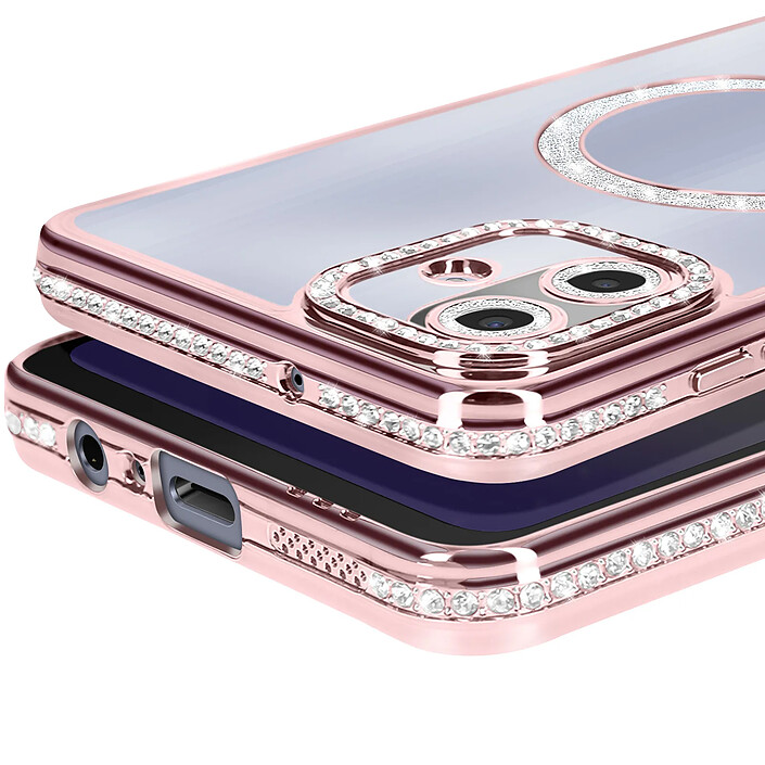 Avis Avizar Coque pour Galaxy A07 Compatible MagSafe avec Contour Strassé Rose