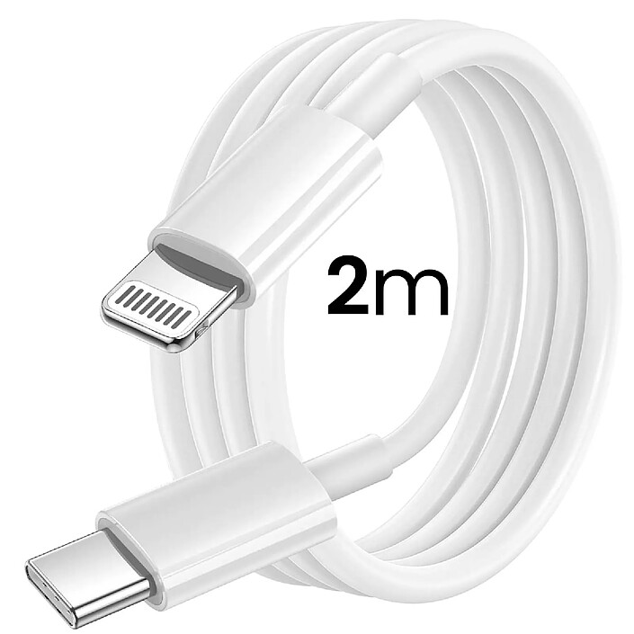 Grab 'N Go Câble USB-C vers Lightning 2m Modèle Must Havz Charge et Transfert Rapide Blanc pas cher