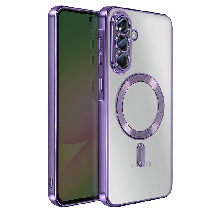 Avizar Coque pour Galaxy A56 Compatible MagSafe avec Contour Chromé Violet