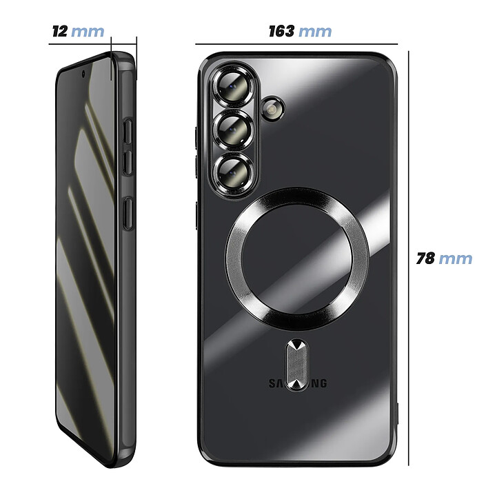Avis Avizar Coque pour Galaxy S25 FE MagSafe Souple Antichocs avec Contour Chromé Noir