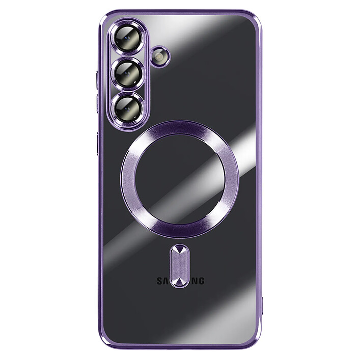 Avizar Coque pour Galaxy S25 FE MagSafe Souple Antichocs avec Contour Chromé Violet