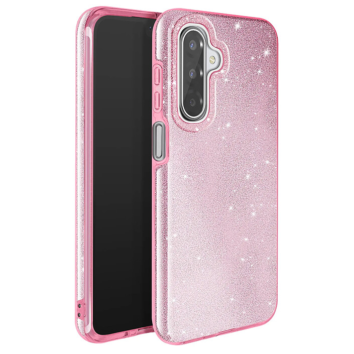 Acheter Avizar Coque pour Galaxy A17 Conception Bi-Matière et Finition Pailletée Rose