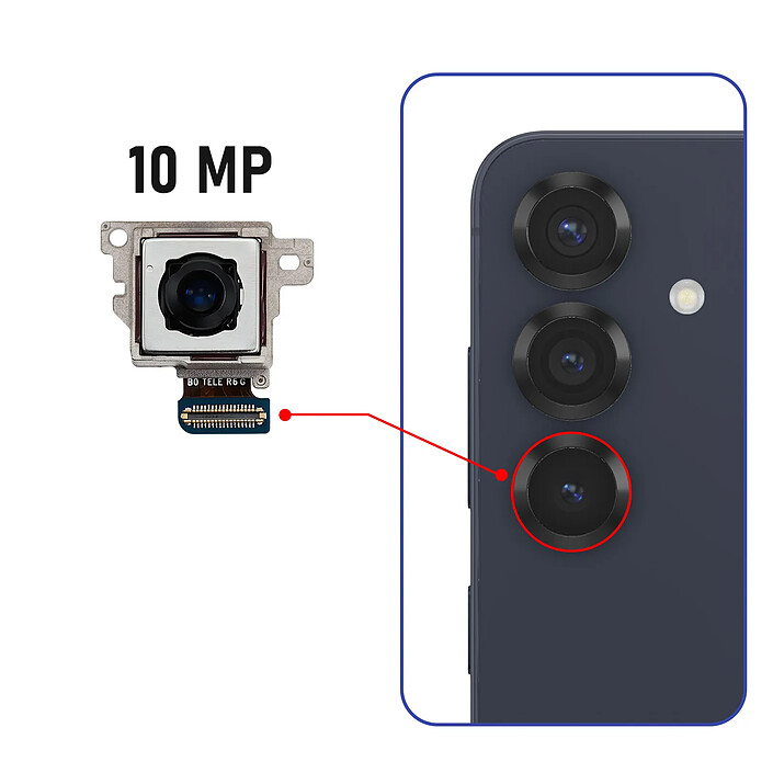 Avis Clappio Caméra Arrière pour Galaxy S25 Téléobjectif Zoom 3x 10MP Noir