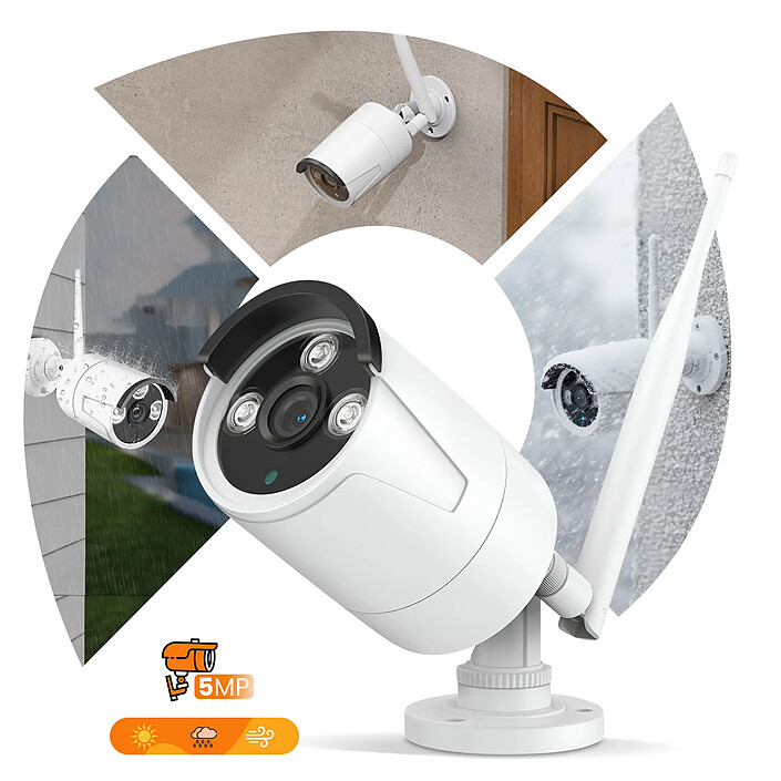 Avis Max excell Pack de Vidéosurveillance 5MP HD Sans Fil Waterproof Connectée Wi-Fi Blanc / Noir