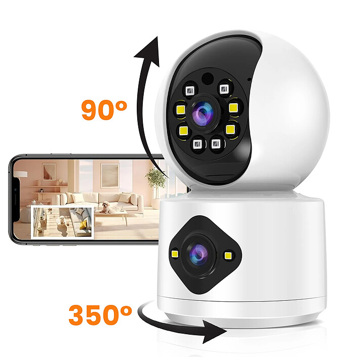 Acheter MAXEXCELL Caméra de Surveillance Intérieure Full HD 1080p Motorisée Connectée Wi-Fi Blanc / Noir