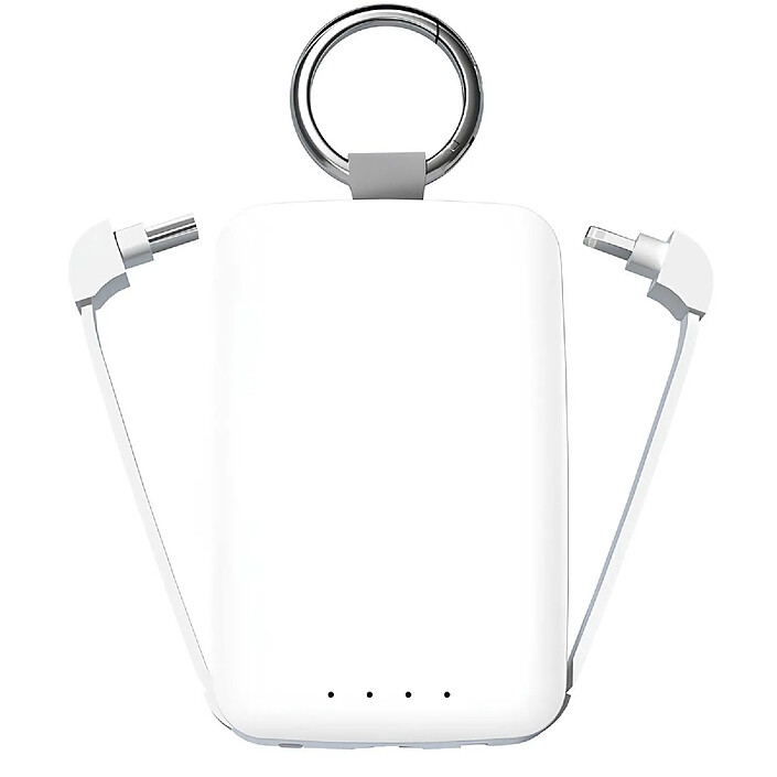 Jaym Batterie de Secours 4000mAh Ultra-compacte avec Porte-clés et 2 mini Câbles Blanc