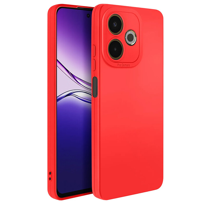 Avizar Coque en Silicone Souple pour Oppo A5 Pro avec Renfort Caméra Rouge