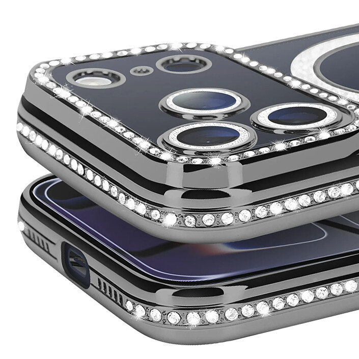 Avis Avizar Coque pour iPhone 17 Pro Compatible MagSafe avec Contour Strassé Noir