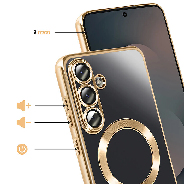 Acheter Avizar Coque pour Galaxy S25 FE MagSafe Souple Antichocs avec Contour Chromé Dorée