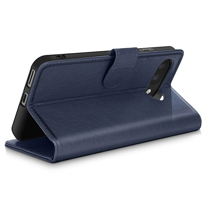 Acheter Avizar Étui Portefeuille pour Google Pixel 9a Série Chesterfield Grainé Fonction Stand Bleu nuit