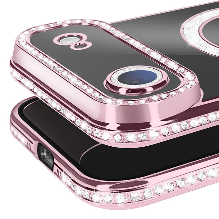 Avis Avizar Coque pour iPhone Air Compatible MagSafe avec Contour Strassé Rose champagne