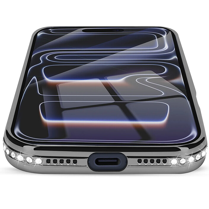 Acheter Avizar Coque pour iPhone 17 Pro Compatible MagSafe avec Contour Strassé Noir