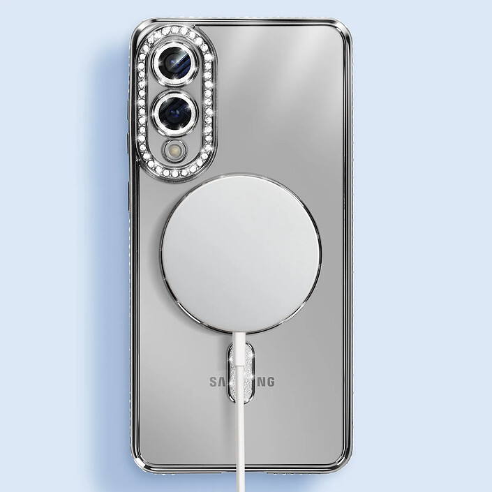 Avizar Coque pour Galaxy S25 Edge Compatible MagSafe avec Contour Strassé Noir pas cher