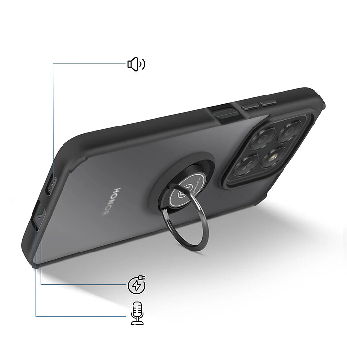 Acheter Avizar Coque pour Honor 400 Smart avec Anneau Magnétique Rotatif et Finition Givrée Noir