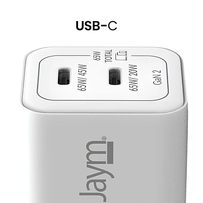 Acheter Jaym Chargeur Secteur Double USB-C Rapide 65W PD / PPS Ultra-Compact GaN Blanc
