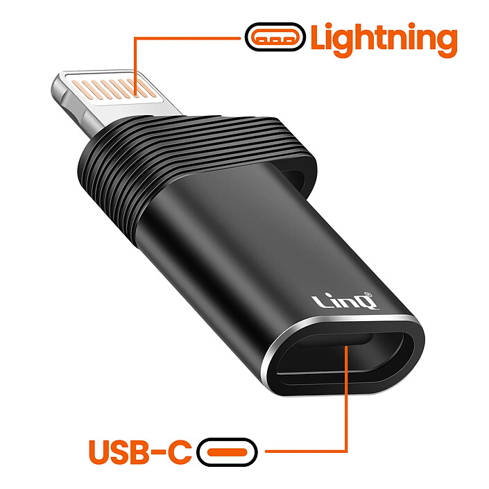 Avis LinQ Adaptateur USB-C vers Lightning Charge Rapide 30W PD et Transfert 480Mbps Noir