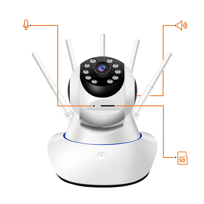 MAXEXCELL Caméra de Surveillance Intérieure Full HD 1080p Wi-Fi avec Vision Nocturne Blanc pas cher