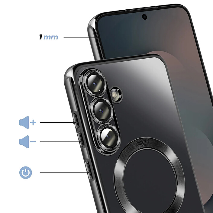 Acheter Avizar Coque pour Galaxy S25 FE MagSafe Souple Antichocs avec Contour Chromé Noir