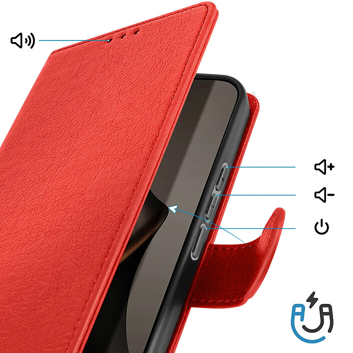 Coque Portefeuille Magnétique En Cuir Véritable Avec Support - Pour