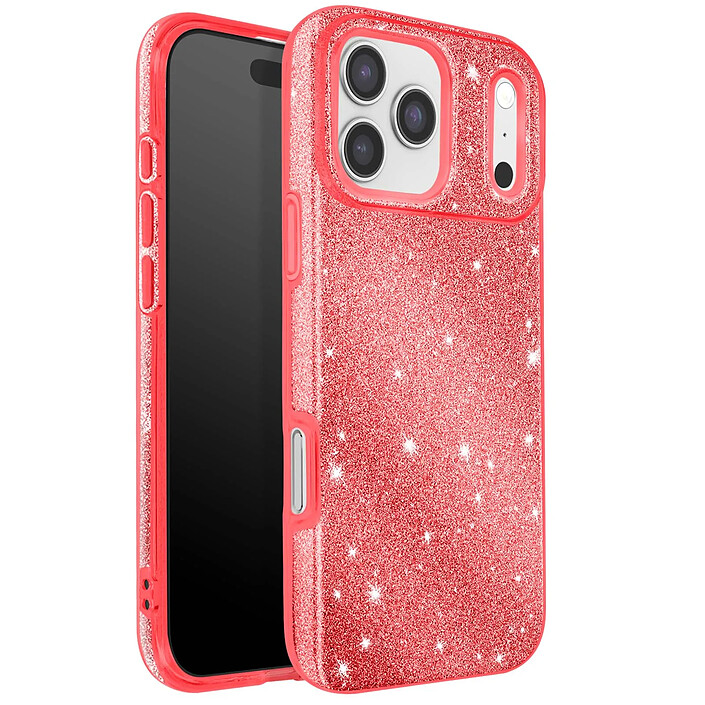 Avis Avizar Coque pour iPhone 17 Pro Conception Bi-Matière et Finition Pailletée Rouge