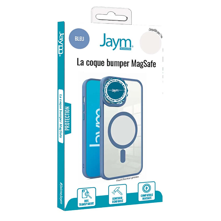 Jaym Coque Bumper pour iPhone 16 Pro Max MagSafe Antichocs Bleu pas cher