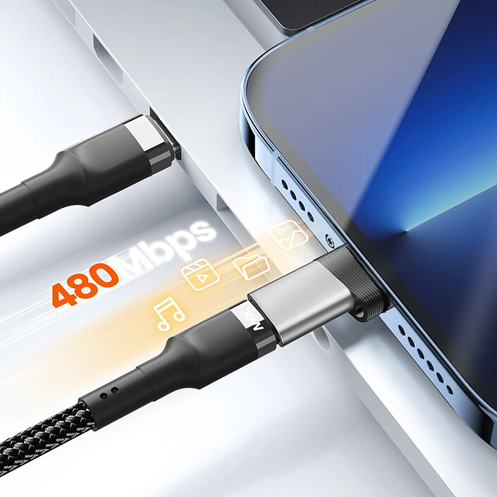 Acheter LinQ Adaptateur USB-C vers Lightning Charge Rapide 30W PD et Transfert 480Mbps Argent