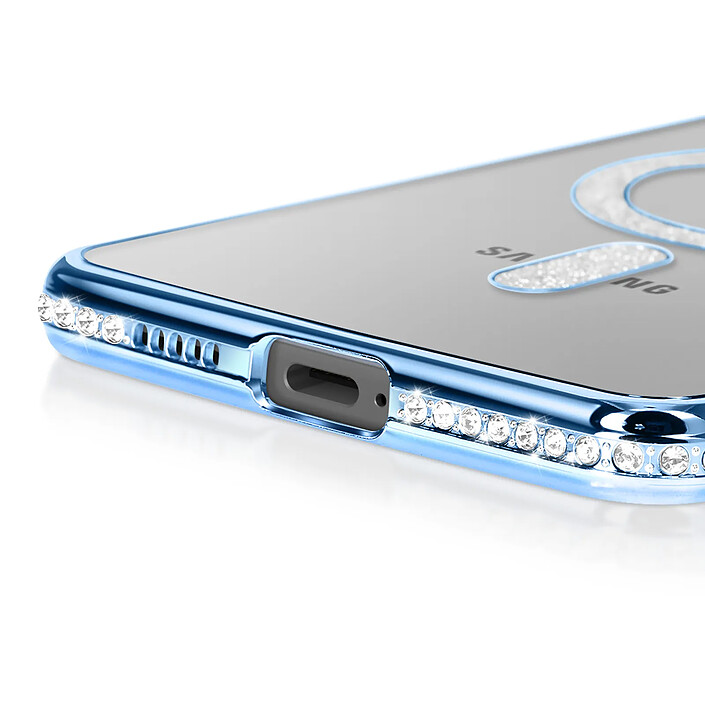 Acheter Avizar Coque pour Galaxy S25 Edge Compatible MagSafe avec Contour Strassé Bleu clair