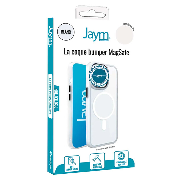 Jaym Coque Bumper pour iPhone 16 Pro Max MagSafe Antichocs Blanc pas cher