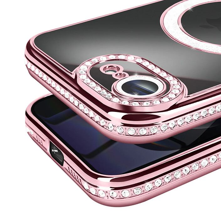 Avis Avizar Coque pour iPhone 16e Compatible MagSafe avec Contour Strassé Rose