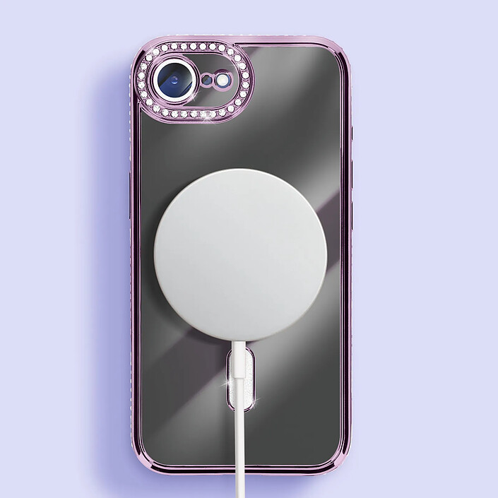 Avizar Coque pour iPhone 16e Compatible MagSafe avec Contour Strassé Violet pas cher
